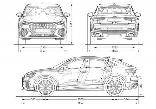 Audi RS Q3 Sportback TFSI quattro S tronic: dimenzije