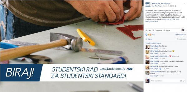 HDZ-ovo obećanje studentima iz predizborne kampanje Facebook