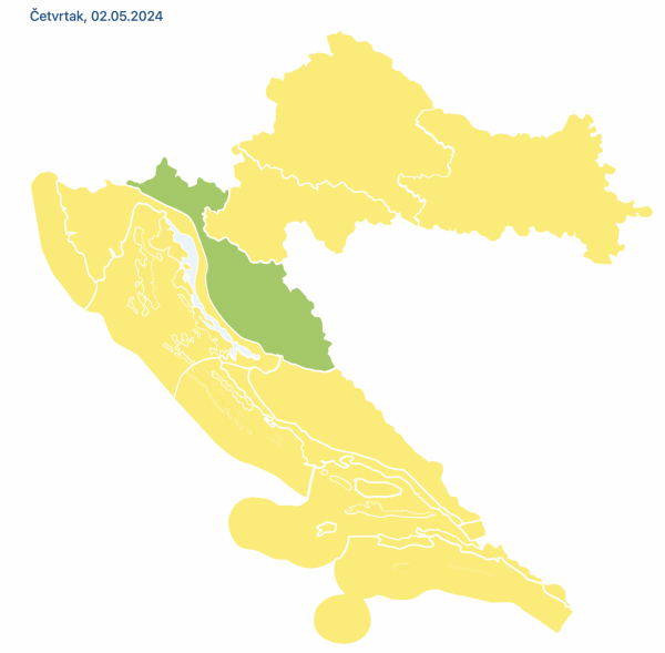 Meteoalarm oglašen za većinu Hrvatske