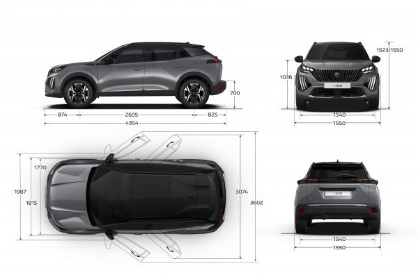 Peugeot 2008 - vanjske dimenzije