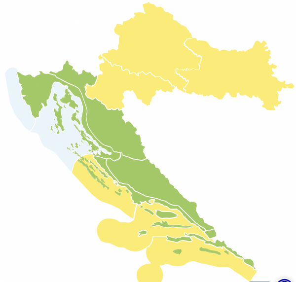 Meteoalarm u šest hrvatskih županija