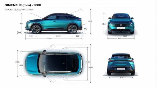 Peugeot 3008 - vanjske dimenzije
