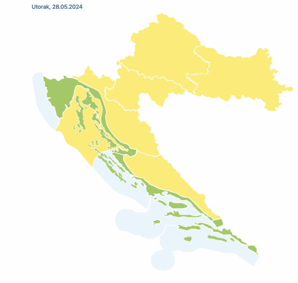 Meteoalarm u većini zemlje