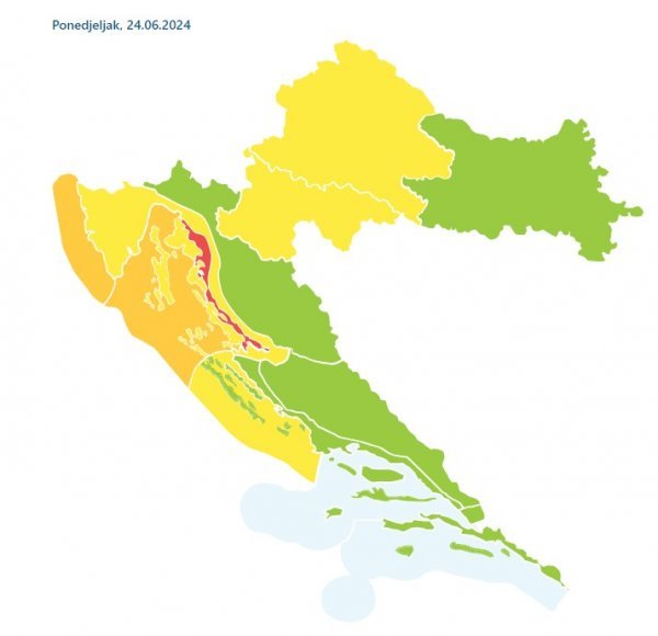 Crveni meteoalarm izdan je za 24. lipnja za Velebitski kanal zbog olujne bure
