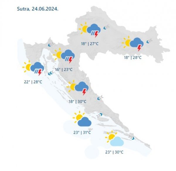 Vremenska prognoza za 24. lipnja