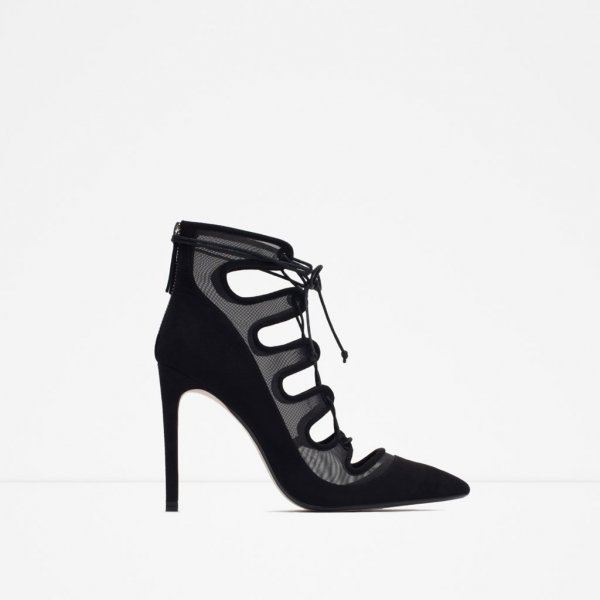 1. Lace-up heeled shoes with mesh detail - 90 dolara ZARA