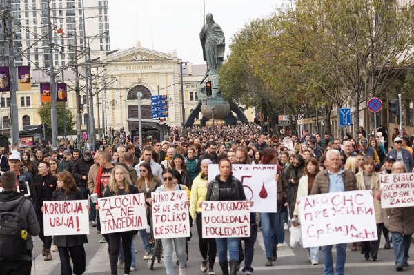 Beograđani prosvjeduju protiv odgovornih za tragediju u Novom Sadu