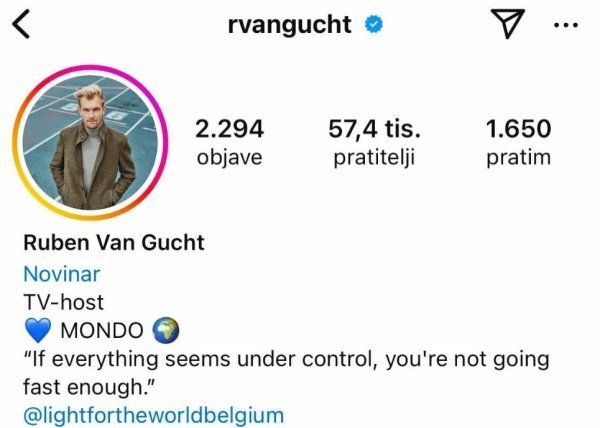 Instagram profil Rubena Van Guchta sada ovako izgleda
