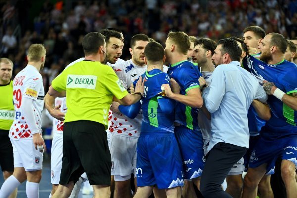 Hrvatska - Slovenija, rukomet SP, tučnjava, 26.1.2025.