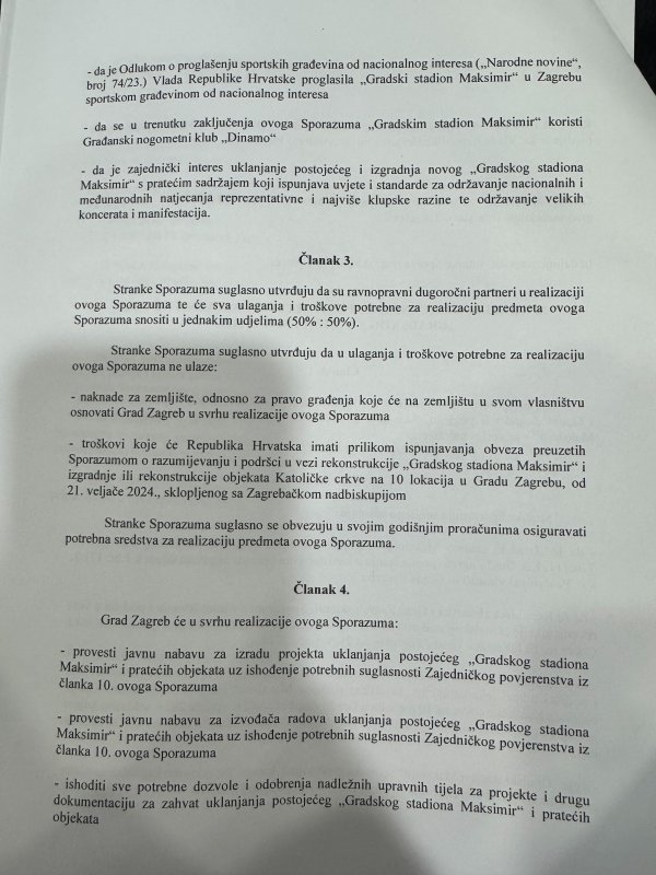 Sporazum o rušenju postojećeg i izgradnji novog stadiona Maksimir