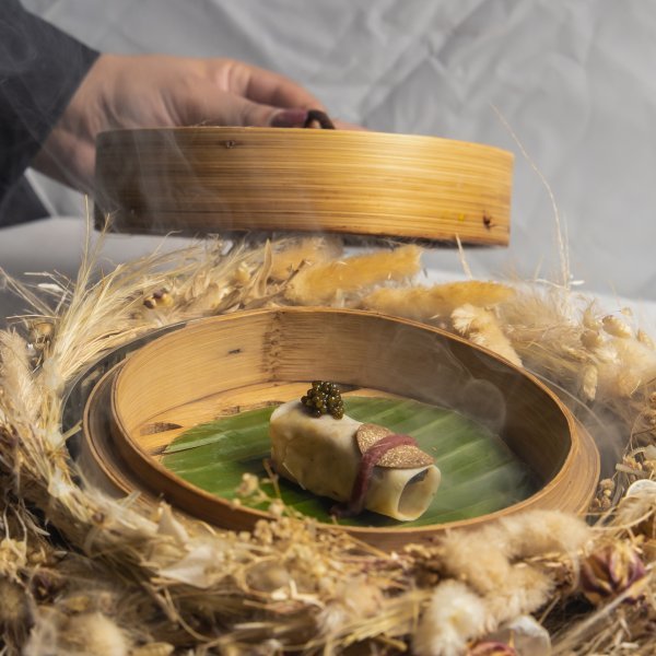 ‘Memories of Peking duck’ with seared foie gras and plum sauce ©James Gillies