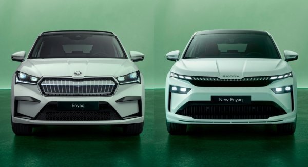 Škoda Enyaq (2020.) i nova škoda Enyaq (desno)