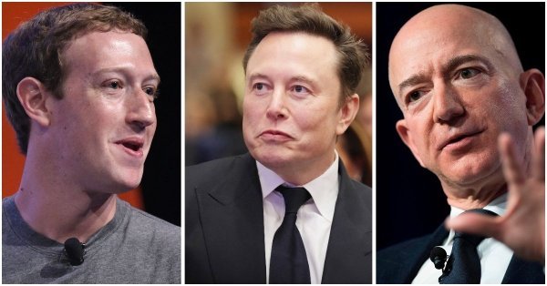 Mark Zuckerberg, Elon Musk, Jeff Bezos