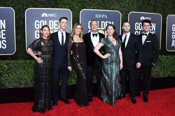 Samantha Bryant, Colin Hanks, Rita Wilson, Tom Hanks, Elizabeth Ann Hanks, Chet Hanks, i Truman Theodore Hanks