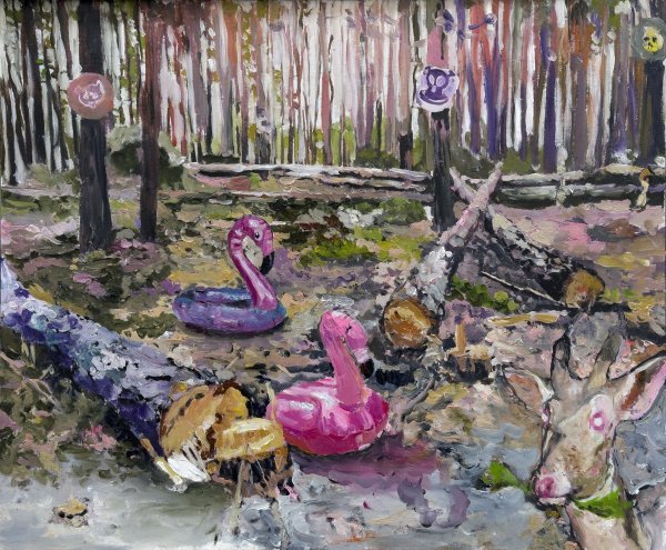 'Creation's Tiny Mystery 2', 50 x 60 cm, kombinirana tehnika na kaširanom platnu, 2024.