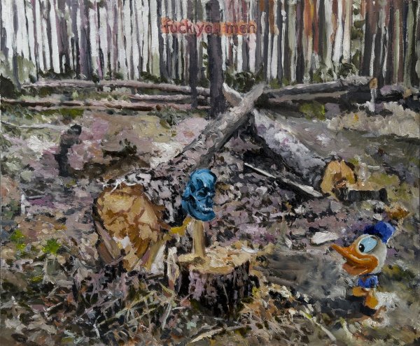 'Tulip Hysteria Co-ordinating', 50x60 cm, kombinirana tehnika na kaširanom platnu, 2024.
