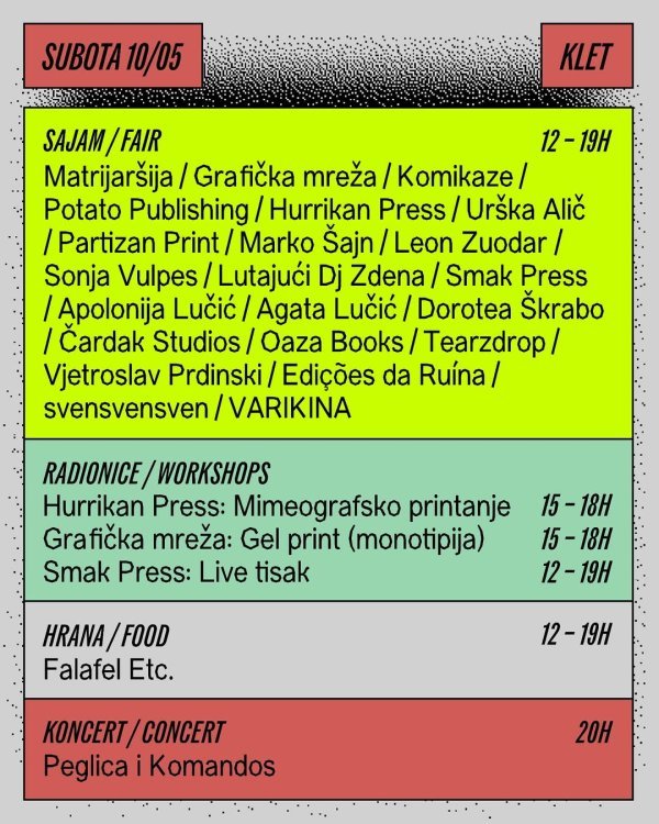 Središnji događaj festivala je subotnji sajam nezavisne štampe
