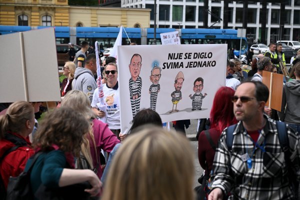 Prosvjed obrazovnih sindikata u Zagrebu