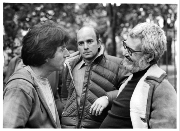 Dustin Hoffman, Stanley R. Jaffe i Robert Benton na snimanju flma Kramer protiv Kramera 1979.