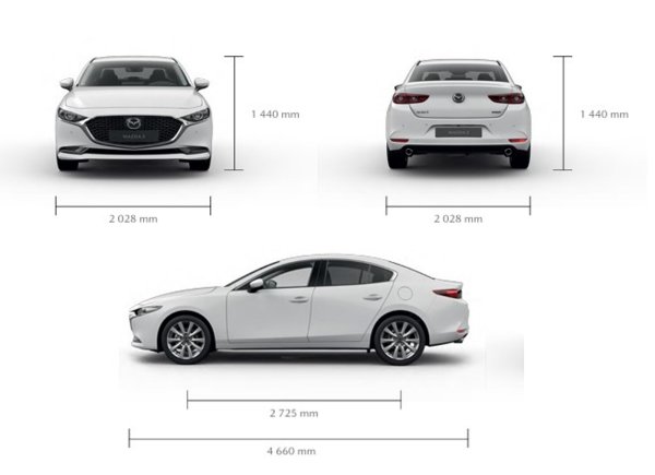 Mazda3 sedan - dimenzije
