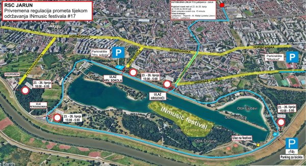 Regulacija prometa na Jarunu za vrijeme INmusica