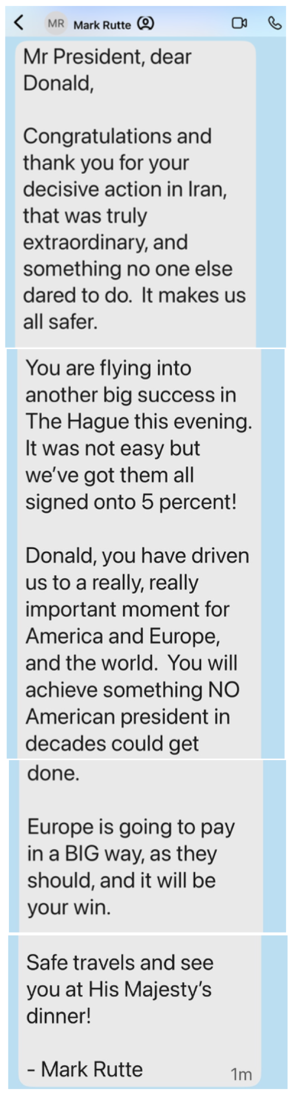 Mark Rutte poslao poruku Donaldu Trumpu