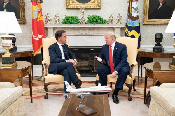 Mark Rutte i Donald Trump 2018.