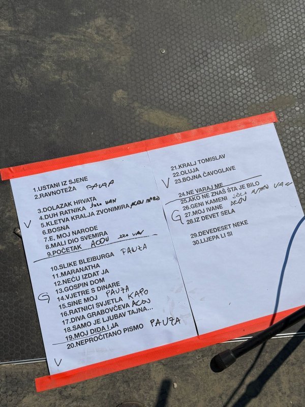 Popis pjesama za koncert Marka Perkovića Thompsona