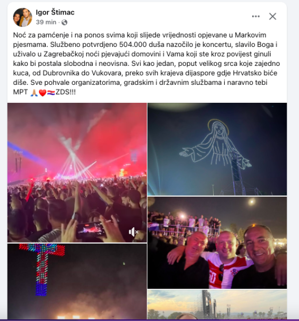 Poruka Igora Štimca na Facebooku
