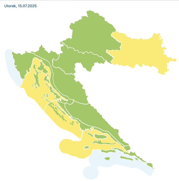Meteoalarm za utorak