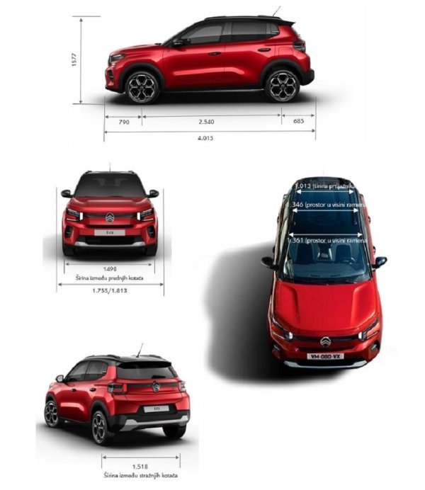Citroën ë-C3 - dimenzije