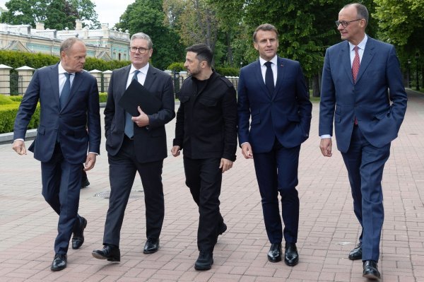 Donald Tusk, Keir Starmer, Volodimir Zelenski, Emmanuel Macron, Friedrich Merz