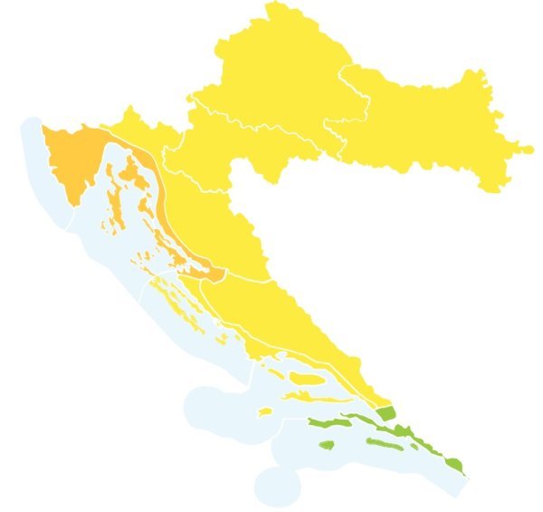 Za dio Istre oglašen je narančasti alarm