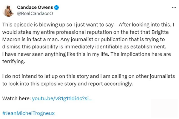 Objava Candace Owens o Brigitte Macron