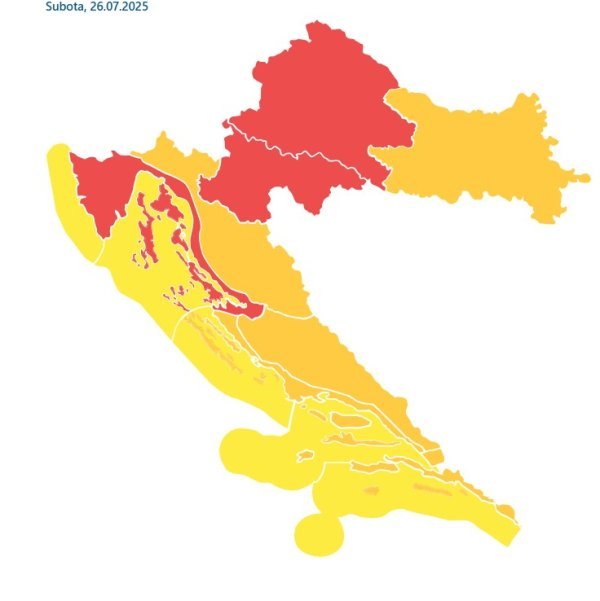 Oglašen je meteoalarm za cijelu Hrvatsku zbog mogućeg grmljavinskog nevremena i obilnih kiša