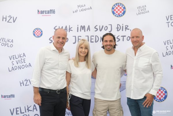 Srećko Nakić, potpredsjednik Atlantic Grupe za distribuciju, Marinka Akrap, članica uprave HNK Hajduk, Filip Krovinović, nogometaš HNK Hajduk, Tomislav Krpina, Barcaffe