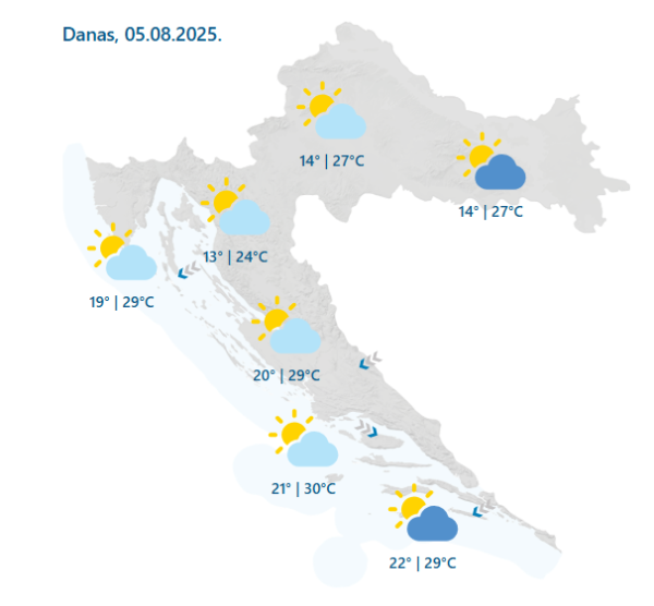Vremenska prognoza za utorak