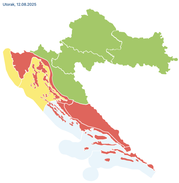 Meteoalarm za 12. kolovoza 2025.