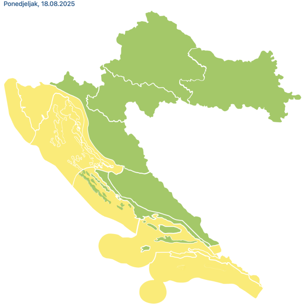 Meteoalarm, 18. kolovoza 2025.