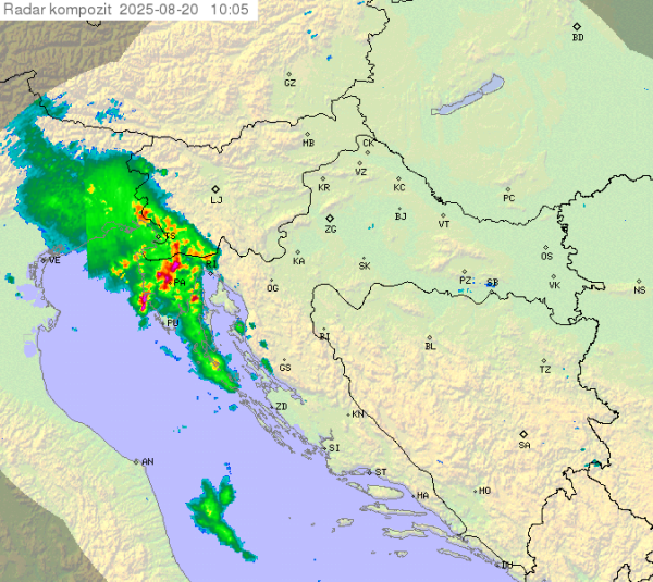 DHMZ-ova prognoza za srijedu