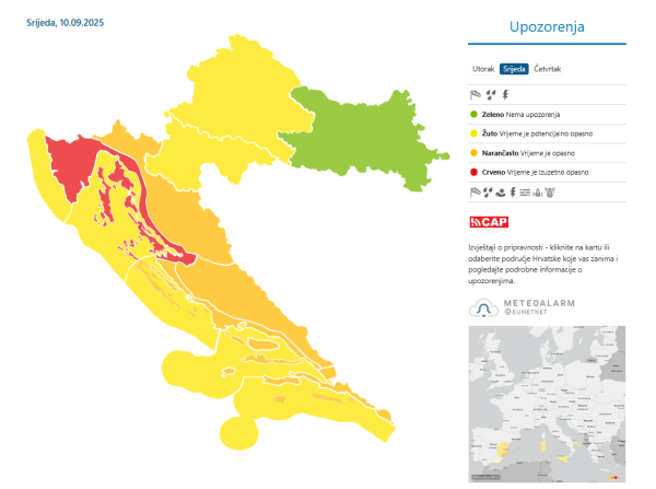 Crveno upozorenje za riječku regiju - srijeda