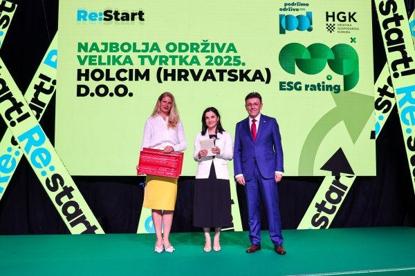 Dobitnik ESG ratinga HGK za najbolju veliku održivu tvrtku je tvrtka Holcim.