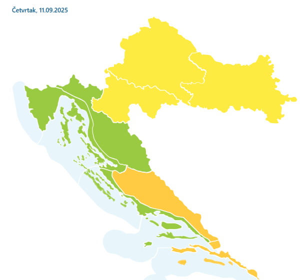 Meteoalarm za četvrtak