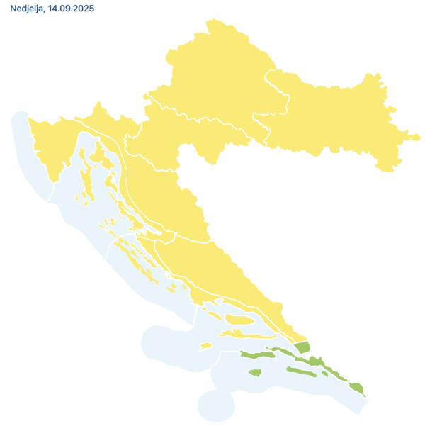 Meteoalarm zbog potencijalno jačih grmljavinskih nevremena.