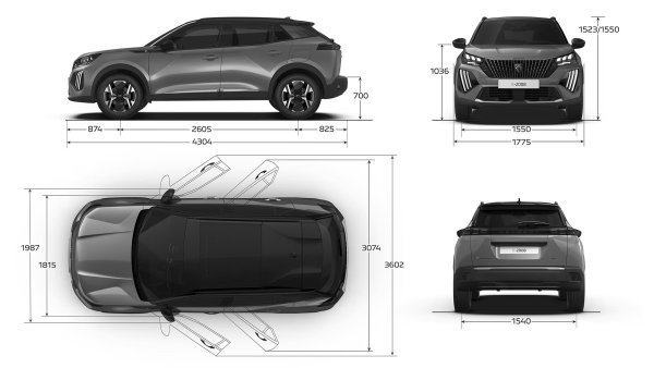 Peugeot 2008 - dimenzije