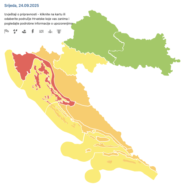 Meteoalarm za 24. rujna