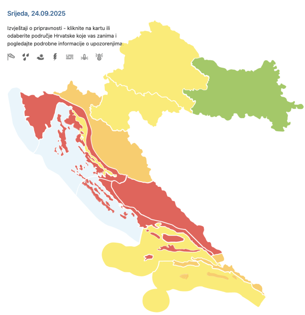 Crveni meteoalarm duž cijele obale.
