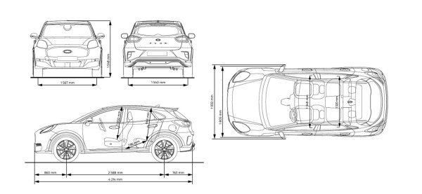 Ford Puma Premium GEN-E BEV Electric 168KS - dimenzije