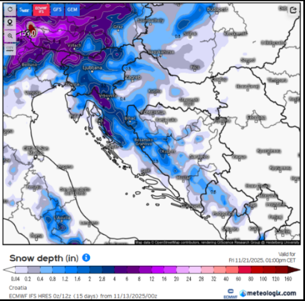 Hoće li prve pahulje u Hrvatsku stići već idućeg tjedna?