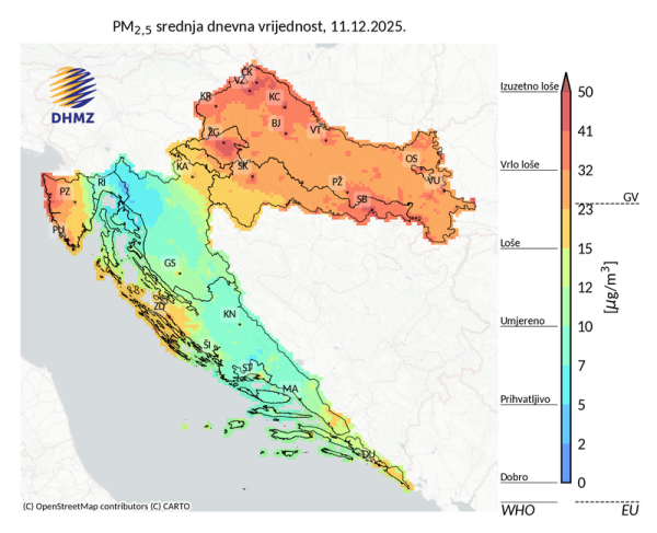 Prognoza kvalitete zraka za četvrtak